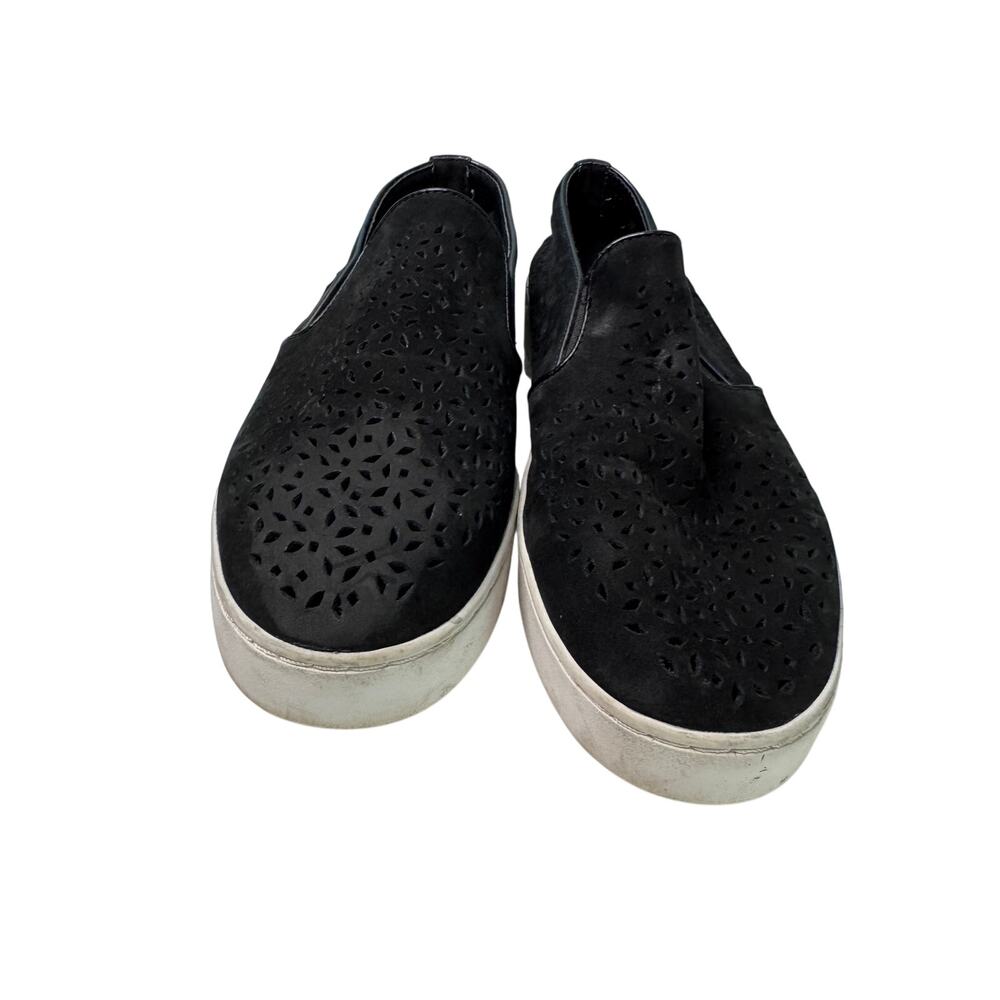 Vionic Black Suede Midi Cutout Perforated Platform Slip On Sneakers 8.5 EU 40